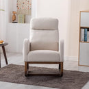 Dolonm Nursery Rocking Chair for Living Room, Upholstered Mid-Century Modern Nursery Rocking Armchair Tall Back Accent Glider Rocker, Beige by TinyTreasures Baby Boutique