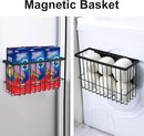 Magnetic Basket for Fridge, Magnetic Basket, Foil and Plastic Wrap Organizer with 4 Caddy Adhesive Stickers, Cabinet Storage Basket for Kitchen Wrap Food Bag Storage, Black, 2 Pack by CozyNest Decor