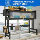 Dish Drying Rack, 3-Tier Over Sink Dish Drying Rack, 33.5" Over Sink Dish Rack for Small Kitchen, Space-Saving Dish Rack with Cover, Baskets, Utensil, Large Sink Storage Organizer Black by CozyNest Decor
