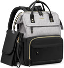 LOVEVOOK Diaper Bag Backpack, Baby Bag with Changing Station, Large Diaper Backpack for Mom Dads, Waterproof Leather Mommy Bag for Boy and Girl, Travel Essential Baby Shower, Black-Grey by TinyTreasures Baby Boutique