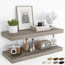 RICHFOCUS 36Inch Floating Shelves for Wall 2 Pack Shelves for Bedroom|Kitchen|Bathroom Wall Mounted Rustic Wood Floating Shelf with Invisible Brackets for Books|Storage|Decor, Grey by CozyNest Decor