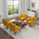 UIXE Accent Chairs Set of 2, Modern Armchair Upholstered Arm Chair in Fabric for Living Room, Comfy Single Sofa Seats Button Tufted Reading Seating, Yellow by CozyNest Decor