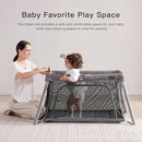 2 in 1 Portable Travel Crib for Toddler, Foldable Crib for Baby, Lightweight Playpen Collapsible Playard with Soft Mattress, Easy to Carry Baby Travel Bed for Outdoor, Indoor (Grey) by TinyTreasures Baby Boutique