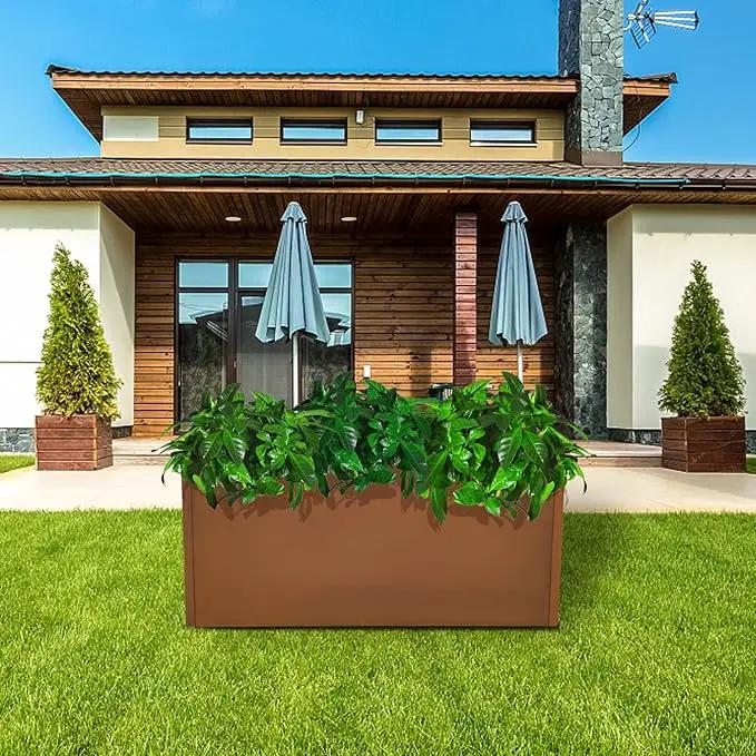 Corten Steel Planter Box Metal Outdoor Large Rectangular Rustic Durable Antique Detached for Commercial Residential Patio Deck and Backyard 36" x 12" x 16", photo 7 of 7