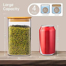 42oz - 4 Pack Square Glass Jars with Bamboo Lids, Glass Food Storage Containers with Airtight Lids for Kitchen, Air Tight Pantry Storage Containers for Cereal, Pasta, Rice, Sugar, Coffee, Spice by CozyNest Decor