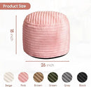 HIGOGOGO Round Stuffed Pouf Ottoman, Stripe Faux Fur Poufs with Foam Chunk Filling, Furry and Fluffy Pouf Foot Stool Storage Ottoman, 26 X 18 Floor Poufs Foot Rest for Living Room, Pink by CozyNest Decor