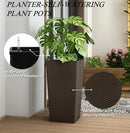 2Pcs 23in High Large Plant Pots Planter-Self-Watering,Modern Planter with Drain Holes,Water Level Monitor,Inner Bucket for Indoor/Outdoor Front Porch Patio,Brown Rattan by CozyNest Decor