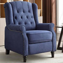 CANMOV Push Back Recliner Chair,Accent Chair, Mid Century Wingback Recliner, Fabric Push Back Recliner Chair Single Armchair Sofa with Rivet Decoration, Button-Tufted Back for Living Room,Dark Blue by CozyNest Decor