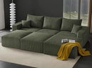 Boneless Sectional Cloud Couch Sofa Bed for Living Room, 112" Modular Modern Lounge 3 Seater Sleeper Green Couches with Chaise, No Assemble, Cordury Compression Upholstered Sofas by CozyNest Decor