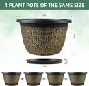 4 Pack 16 Inch Planter,Large Plastic Flower Pots Outdoor Indoor with Drainage Holes & Trays, Retro Antique Imitation Decorative Garden Plant Pots Outdoor for Houseplants by CozyNest Decor