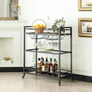 Glass Black Bar Carts for Home with Hanging Wine Rack - Home Bar Serving Cart with 3 Mirrored Shelves, Kitchen Bar Carts, Wine Cart for Entertaining, Club Party. by CozyNest Decor
