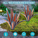 TOMBABY Enlarge Thickened Wind Resistant Iron Agave Metal Plant Country Garden Sculpture Statue Outdoor Decoration Agave Metal Plant Courtyard Garden Lawn Ornament Gift (2, 12 Leaves Blue) by CozyNest Decor