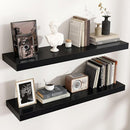 Floating Shelves - 2 Large Wall Mounted Shelves with Invisible Brackets, Long Wood Floating Wall Shelf for Living Room, Bedroom, Kitchen (Black, 36" W x 9" D x 1.5" H) by TinyTreasures Baby Boutique