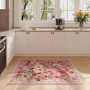 Door Mat Indoor Entrance 2x3 Rug Machine Washable Boho Floral Small Area Rug Non-Slip Low Pile Throw Rugs for Entryway, Kitchen, Front Door Indoor Entrance, Entry, Kids Room (Pink) by CozyNest Decor