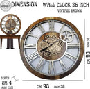 The Gears Clock 36'' Inch Real Moving Gear Wall Clock Vintage Industrial Oversized Rustic Farmhouse (Vintage Brown) by CozyNest Decor