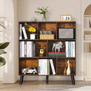 LEYAOYAO 8 Cube Bookshelf,3 Tier Bookcase with Legs,Rustic Brown Mid-Century Modern Bookshelves,Large Open Storage Organizer Shelf, Wooden Book Case by CozyNest Decor