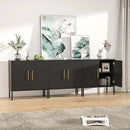 LYNSOM TV Stand for 85 Inch TV, Media Entertainment Center Console Table, 3 Cabinets, TV Console Table with Storage Cabinet for Bedroom, Living Room, Entertainment Room (Black) by CozyNest Decor