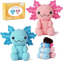 Crochet Kit for Beginners, Crochet Animal Kits,Crocheting Kit for Starters with Step-by-Step Video Tutorials, Beginner Crochet Kits for Adults (2Pack Axolotl) by TinyTreasures Baby Boutique