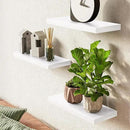 BAYKA Floating Shelves for Wall – Rustic Wood Wall Shelves with Metal Brackets for Bathroom, Bedroom, Kitchen, or Living Room Decor – White, Set of 3, Sturdy Storage with 22lb Capacity by CozyNest Decor
