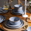 GBHOME Ceramic Dinnerware Sets for 4, 12 Pieces Stoneware Plates and Bowls Sets, Scratch Resistant Dishe Set for Dinner, Dishwasher & Microwave Safe, Brunnera Blue by CozyNest Decor