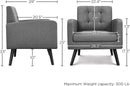 Yaheetech Modern Living Room Chair, Mid-Century Armchair Button Tufted Back and Wood Legs, Vintage Lounge Chair for Bedroom/Home Office/Study, Gray by CozyNest Decor