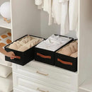 linen closet organizers and storage, 3 Pack Large Storage Baskets, Washable, Clothing Storage Bins with Handle, Closet Organizer for Storage Sweater,Sheets (Black, 16"x9½"x6¾") by CozyNest Decor