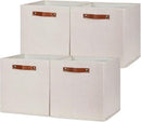 HNZIGE Large Storage Baskets Set of 4 Collapsible Storage Baskets,13x13 Storage Cube Bins with Handles,Foldable Storage Cube Bins for Shelves(cream) by CozyNest Decor