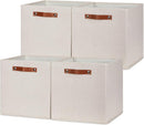 HNZIGE Large Storage Baskets Set of 4 Collapsible Storage Baskets,13x13 Storage Cube Bins with Handles,Foldable Storage Cube Bins for Shelves(cream) by TinyTreasures Baby Boutique