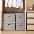 Large 17 36 Quart Collapsible Stackable Storage Bins with Lids, 1 Pack Beige Foldable Fabric Closet Storage Boxes with Lids, 4 Handles Toy Heavyduty Dark Gray Linen Storage Cube Box by TinyTreasures Baby Boutique