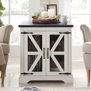 JXQTLINGMU Farmhouse End Table, 24" Large Sofa Side Table with Charging Station, Mesh Barn Door, and Adjustable Storage Shelf, Rustic Wood Square Nightstand for Living Room, Bedroom, Office, White by CozyNest Decor