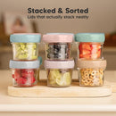 KeaBabies 12pk 4oz Glass Baby Food Containers with Lids - Leak-Proof, Microwavable Small Glass Jars, Baby Purees & Toddler Snack Storage Containers, BPA-Free, Dishwasher & Freezer Safe (Musk Dusk) by TinyTreasures Baby Boutique