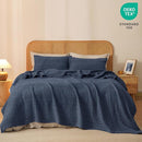 PHF 100% Cotton Waffle Weave Blanket King Size, Soft Lightweight Breathable Cozy Summer Blankets for Bed, Luxury Aesthetic Woven Bedding for Home Decor, 108"x90", Dark Navy by CozyNest Decor