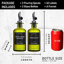 Green Glass Olive Oil Dispenser Bottle For Kitchen By Verpsace,Avocado Oil Dispenser Set, Modern Decor, Gold Kitchen Accessories for Home, Airbnb, Cafe (Black, Set of 2) by CozyNest Decor