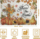 Fall Cross Pumpkin Placemats Set of 4 Autumn Thanksgiving Harvest Sunflower Maple Leaf Orange Linen Table Mats Seasonal Farmhouse Decorative Place Mat for Party Kitchen Dining Decor by CozyNest Decor