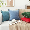 decorUhome Chenille Soft Throw Pillow Covers 12x20 Set of 2, Lumbar Velvet Farmhouse Neutral Decorative Euro Pillow Covers with Stitched Edge for Couch Sofa Bed Home Decor, Teal by CozyNest Decor