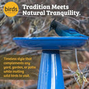 Birds Choice Ohio Stoneware Bird Bath | Pedestal Bird Bath, Stable Locking Top | Weather-Resistant Ceramic Clay, Glazed Finish | Outdoor Garden & Patio Decor | 22" H x 17" D, Gray by GreenHaven Gardens
