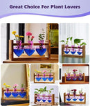 Nacome Plant Terrarium for Office Decor: Birthday Gifts for Plant Lovers Women Mom Wife - Wooden Stand Tabletop Planter 3 Bulb Glass Vase Heart Shaped for Hydroponics Indoor Home(Purple) by GreenHaven Gardens