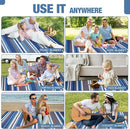 Picnic Blankets Outdoor Extra Large - 80"x80" Waterproof Beach Blanket, Machine Washable 3-Layer Foldable Park Mat with Sandproof Backing for Grass, Hiking, Travel, Concerts, Indoor (BlueStrip) by TinyTreasures Baby Boutique