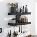 Fun Memories Floating Shelves - 16 Inch Rustic Black Wall Shelf - Wall Mounted Shelves for Wall Decor Storage - Wooden Shelves with Invisible Brackets for Living Room, Bedroom, Kitchen, 2 Pack by CozyNest Decor