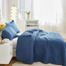 MarCielo 3-Piece 100% Cotton Oversized Bedspread Lightweight Quilt Coverlet Embroidery Farmhouse Bedding Set T0 (Midtone Blue, Oversized King (118"x106")) by CozyNest Decor
