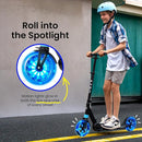 Aero Big Wheels Kick Scooter for Kids 6+, Teens & Adults | Light Up Wheels, Hand Brake, Rubber Deck Mat & Shock Absorption | Foldable & Height Adjustable by TinyTreasures Baby Boutique