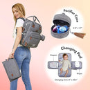 Dikaslon Diaper Bag Backpack with Portable Changing Pad, Pacifier Case and Stroller Straps, Large Unisex Baby Bags for Boys Girls, Multipurpose Travel Back Pack Moms Dads, Gray by TinyTreasures Baby Boutique