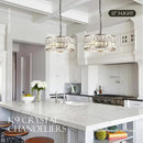 12” 3-Light Modern Crystal Chandeliers Nickel Dinning Room Light Fixture, Round Pendant Light Kitchen Island Chandelier, Flush Mount Ceiling Light for Living Room Entryway Bedroom Foyer by CozyNest Decor