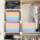 Shelf Baskets for Organizing, Woven Storage Basket for Shelves，Cotton Rope Storage Bins for Toys Books, Nursery Towel Baskets for Classroom, 14.96"X9.8"X8.85", 3-Pack Pastel Rainbow by CozyNest Decor