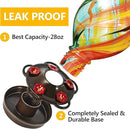 LUJII Ice Cream Shaped Spiral Hummingbird Feeder for Outdoors Hanging, Hand Blown Glass, 28 fl.oz, Leak Proof & Rustproof, Includes an Ant Moat, Unique Garden, Outside & Backyard Decor (Ribbon) by GreenHaven Gardens