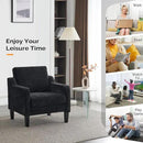 VINGLI Mid Century Modern Accent Chairs, Black Soft Chenille Reading Chair Upholstered Armchair Side Chairs Sofa Couches for Living Room, Bedroom, Apartment by CozyNest Decor