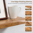 Axeman 55 inch Floating Shelves for Wall - 8'' D Live Edge Rustic Solid Elm Wood Floating Shelves Wall Mounted, Hanging Shelves with Invisible Bracket for Living Room Bedroom Kitchen, Natural by CozyNest Decor