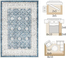 jinchan Floral Area Rugs 4x6 Machine Washable Vintage Distressed Boho Design Throw Rug Stain Resistant Carpet Low Pile Ultra-Thin Non-Slip for Bedroom Living Room Dining Room Kitchen(4‘x6',Drak Blue) by TinyTreasures Baby Boutique