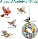 Sunnydaze 6-Inch Glass Mosaic Hanging Bird Feeder for Outdoors - Fly-Through Wild Bird Feeder - Rainbow Daisies by GreenHaven Gardens