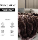 Mon Chateau Premium Reversible Luxury Faux Fur Throw for Couch, Sofa, or Bed - Plush Cozy Soft Blanket for Sleeping or Home Décor, 60" x 70" (Brown) by CozyNest Decor